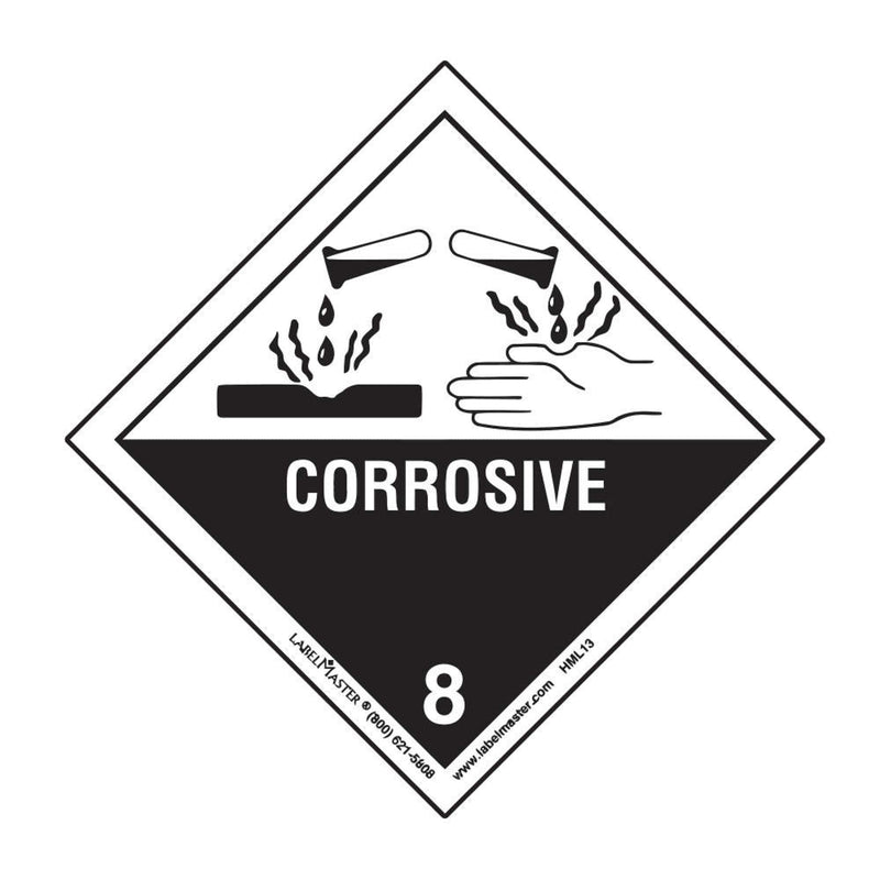 Labelmaster HML13C Corrosive Worded Label, Paper, Hazmat, 4" x 4" (Pack of 100)