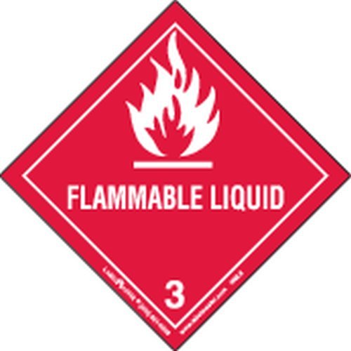 Labelmaster HML6S Flammable Liquid Worded Label, Paper, Hazmat, 4" x 4" (Pack of 50) Single Pack