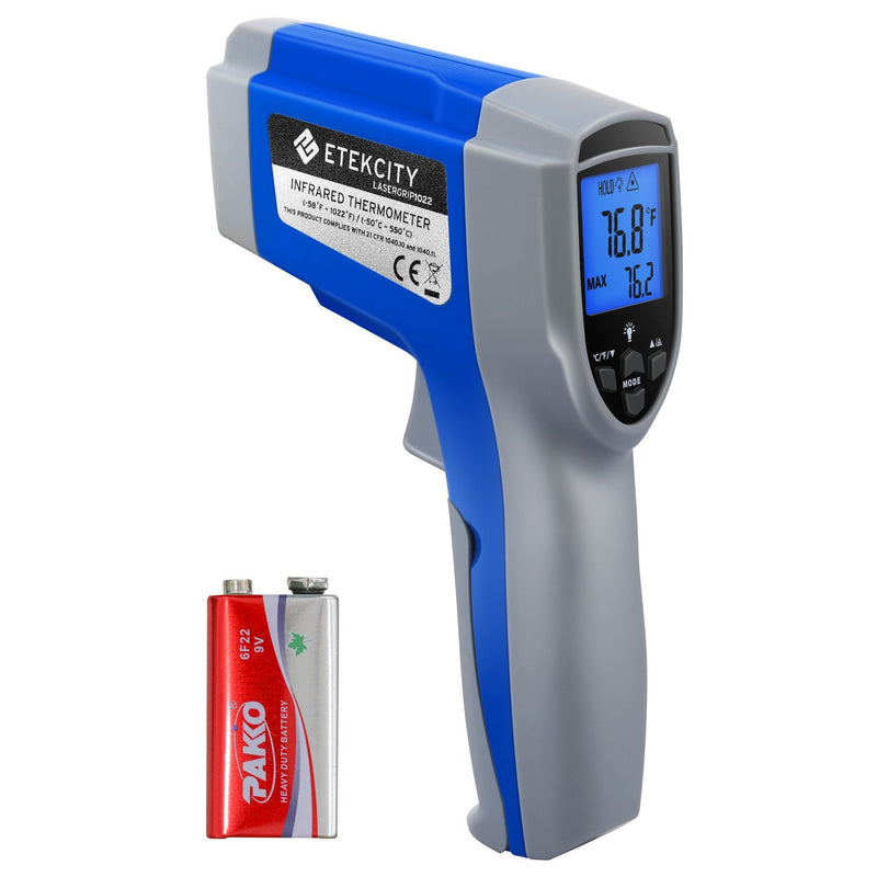 [Australia - AusPower] - Etekcity Digital Thermometers Non-contact-58°F ~1022°F (-50°C ~ 550°C) ith Adjustable Emissivity & Max Measure for Meat Refrigerator Pool Oven, Blue 