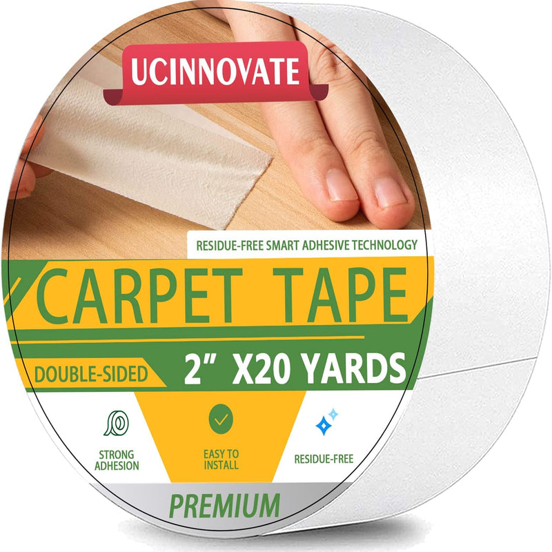 [Australia - AusPower] - XFasten Double Sided Tape Carpet Tape for Area Rugs and Carpets, Removable, 2 Inches x 20 Yards (Single Roll) Super Strong and Heavy-Duty Rug Tape for Carpet to Floor and Rug to Carpet Applications 1 