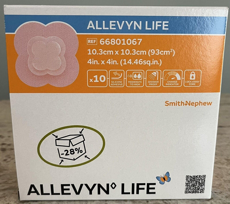 [Australia - AusPower] - Smith+Nephew ALLEVYN Life Wound Dressing, 4"in X 4"in Box of 10 Small 