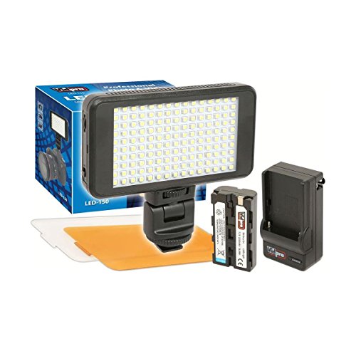 Vidpro LED-150 Photo and Video Light Kit - On Camera Panel LED Light - Adjustable and Dimmable Light Fits Cameras Video Camcorders and DLSR w/Hot Shoe Includes Rechargeable Battery Diffuser and More