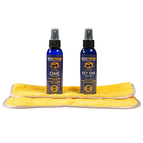 MusicNomad 3 pc. Care Kit for Gloss Pianos - Cleaner, Polish, Cloth (MN132) Complete Care
