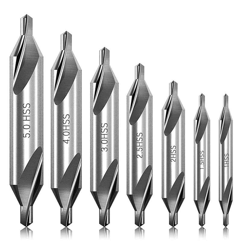 [Australia - AusPower] - HSS Center Drill Set 60 Degree Combined Countersink #1,2,3,4,5 Machinist 