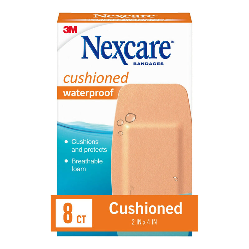 [Australia - AusPower] - Nexcare Waterproof Cushioned Bandages, Knee & Elbow, 2 x 4 in, 8 Count 8 Pads 