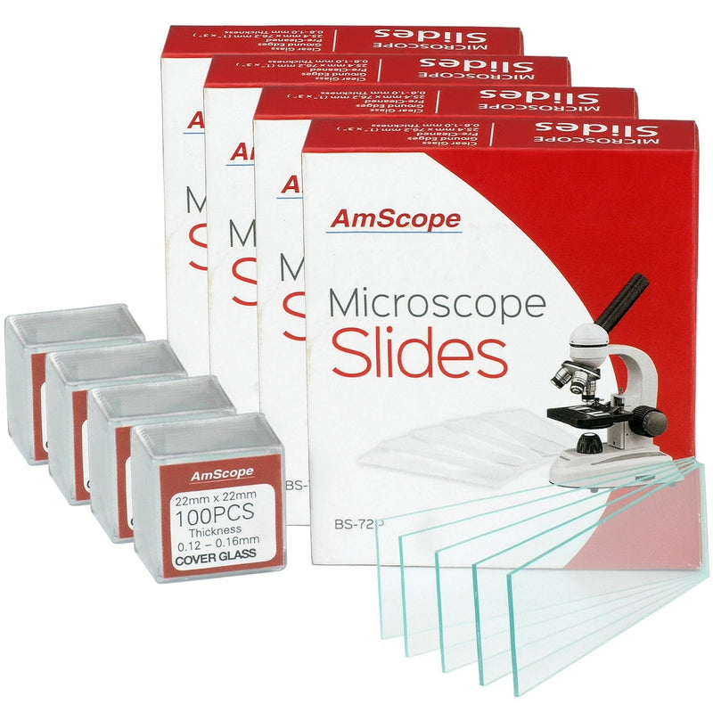 AmScope BS-72P-100S-22 72 Pieces of Pre-Cleaned Blank Microscope Slides (4 Count) 4 Count
