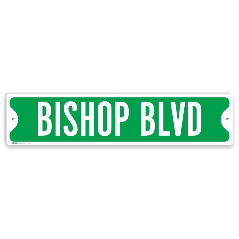[Australia - AusPower] - PetKa Signs and Graphics PKSS-0052-NA_18x4"Bishop BLVD" Aluminum Sign, 18" x 4", White on Green 18x4 