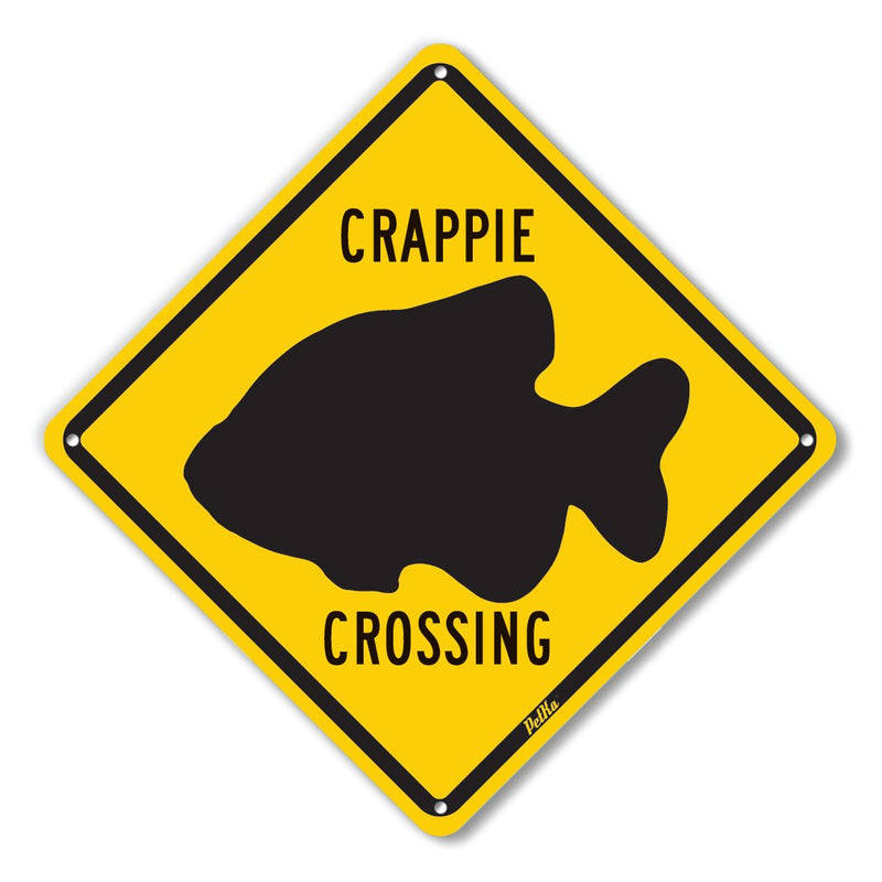 [Australia - AusPower] - PetKa Signs and Graphics PKAC-0019-NA_10x10 "Crappie Crossing" Aluminum Sign, 10" x 10", Black on Yellow 10x10 