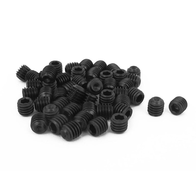 [Australia - AusPower] - uxcell M6 x 6mm Hex Socket Set Cup Point Grub Screws Black 50pcs 