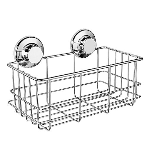 iPEGTOP Suction Cup Deep Shower Caddy Bath Wall Shelf for Large Shampoo Shower Gel Holder Bathroom Storage - Rustproof Stainless Steel Chrome