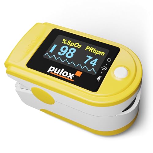 Pulse oximeter PULOX PO-200 Solo Finger Pulse Oximeter for Measuring Pulse and Oxygen Saturation on Finger | With precision indicator for reliable control of oxygen saturation, heart rate and perfusion index PO-200 Solo (Yellow)
