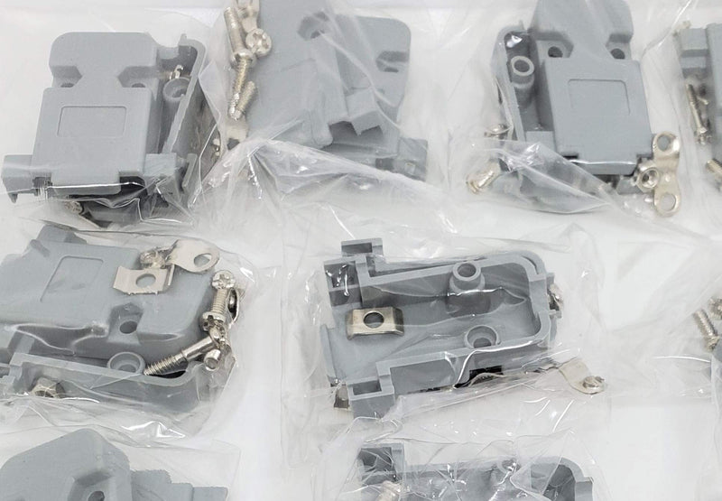 [Australia - AusPower] - 15-Pack Connectors Pro DB9 / HD15 Grey Plastic Hoods Short Screws for D-Sub 9P or HD 15P Connector 