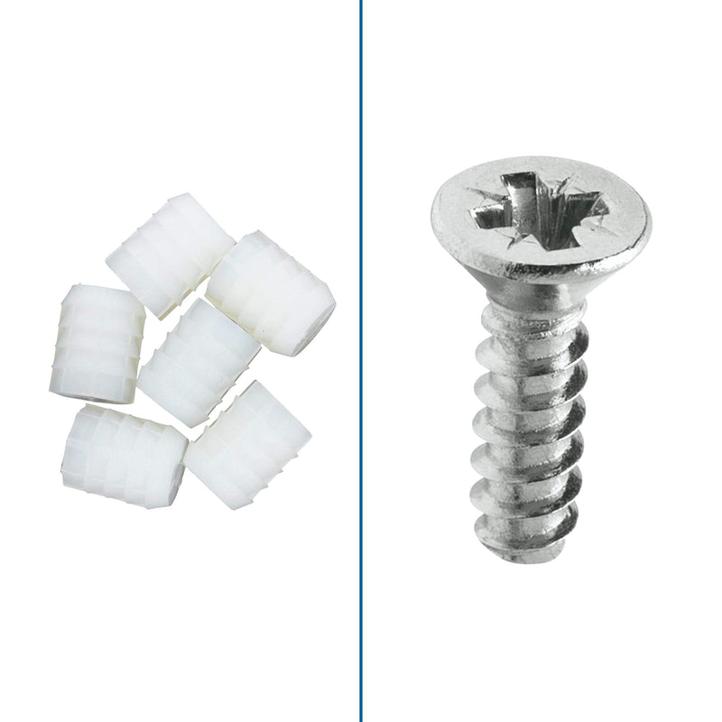 Rok Hardware 8mm Plastic Hinge Dowel Inserts with Screws, 100 Pack