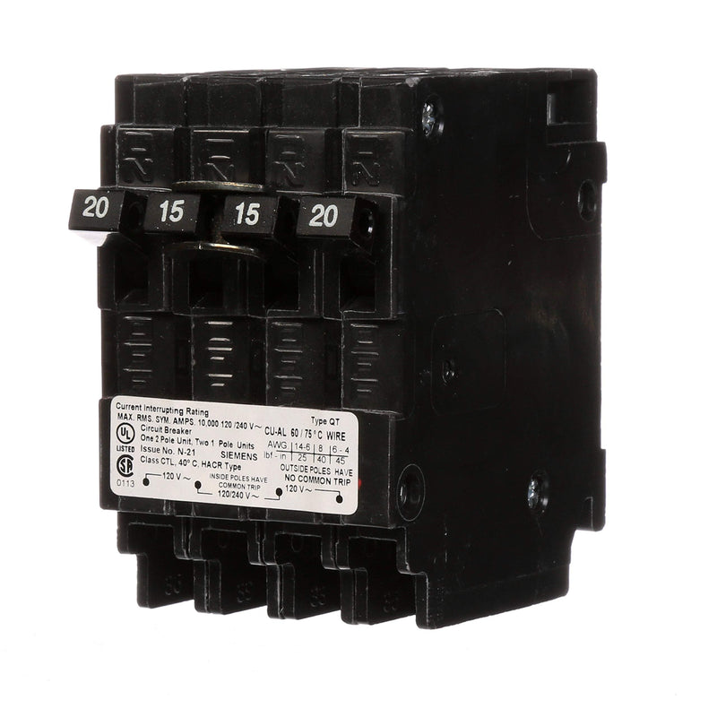 SIEMENS Q22015CT 20/15A 240V 4P 10K NEW QUAD