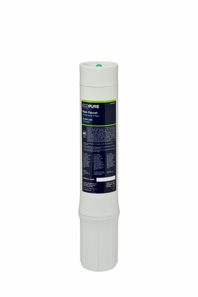 EcoPure EPWURF Main Faucet Replacement Filter – Fits EPWUFF System – NSF-Certified – Reduces Chlorine, Odor & Sediment – 6-Month Life – Quick, Mess-Free Changes 1 Count (Pack of 1) Standard Replacement Filter