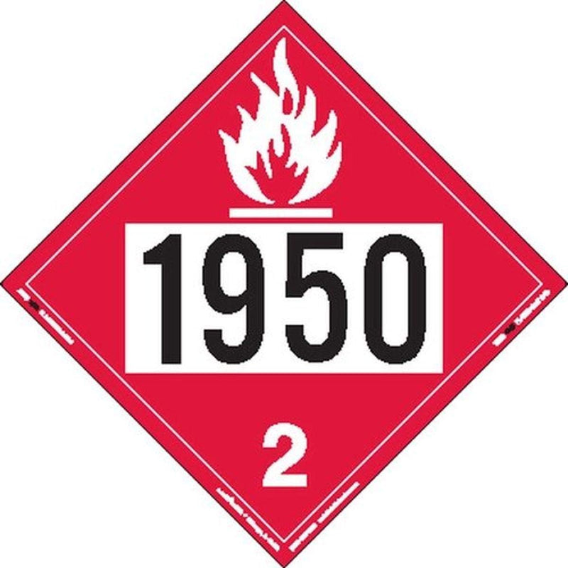 Labelmaster ZEZ81950 UN 1950 Flammable Gas Hazmat Placard, E-Z Removable Vinyl (Pack of 25)