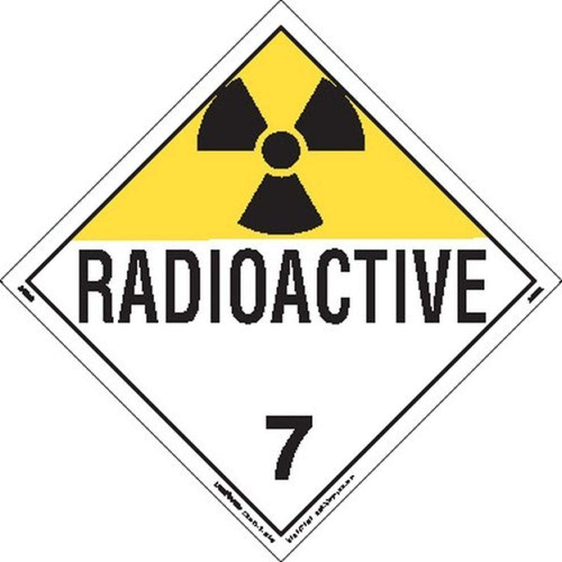 Labelmaster Z-EZ7R Radioactive Hazmat Placard, Worded, E-Z Removable Vinyl (Pack of 25)