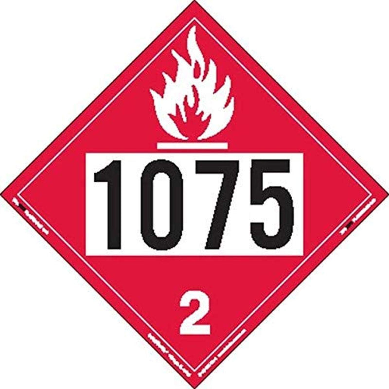 Labelmaster ZT8-1075 UN 1075 Flammable Gas Hazmat Placard, Tagboard (Pack of 25)