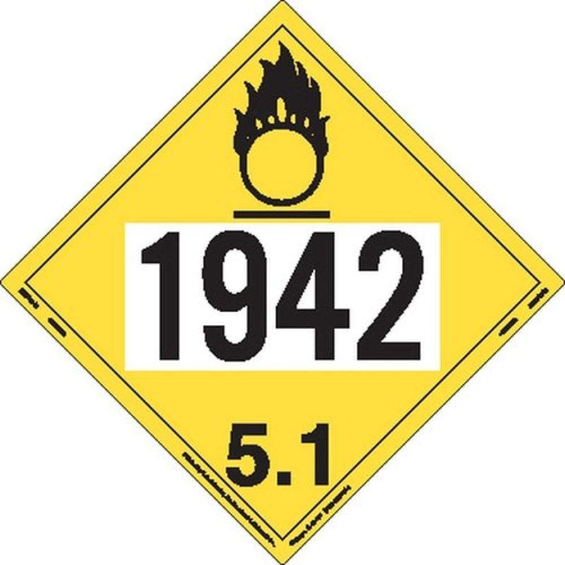 Labelmaster ZEZ61942 UN 1942 Oxidizer Hazmat Placard, E-Z Removable Vinyl (Pack of 25)