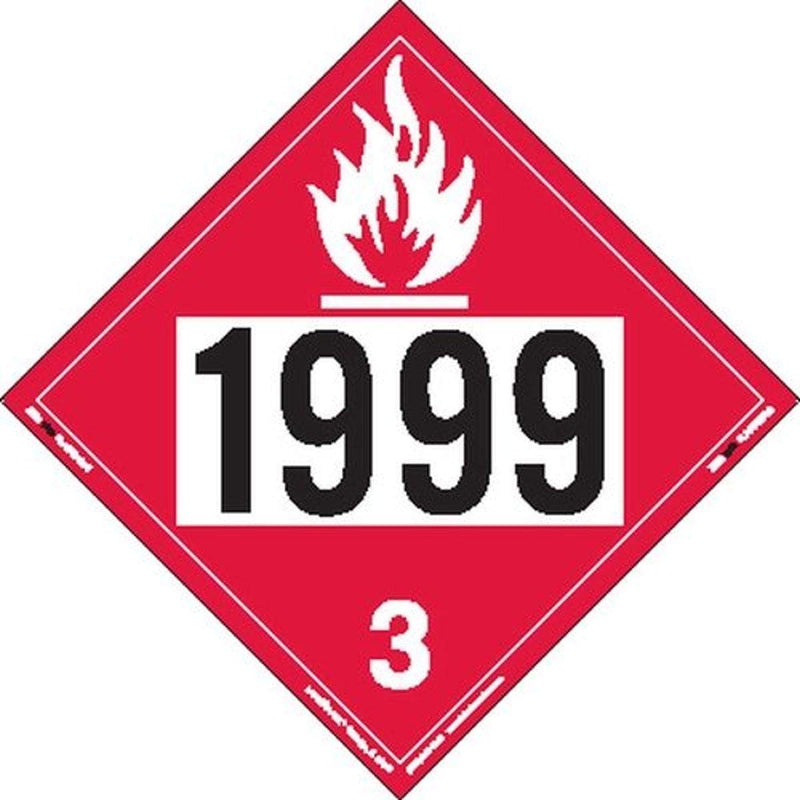 Labelmaster ZEZ21999 UN 1999 Flammable Liquid Hazmat Placard, E-Z Removable Vinyl (Pack of 25)