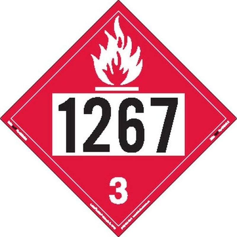 Labelmaster ZVR21267 UN 1267 Flammable Liquid Hazmat Placard, Removable Vinyl (Pack of 25)