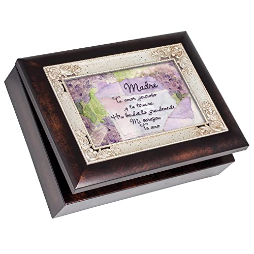 Cottage Garden Mom Madre Spanish Tu Amor Generoso Burlwood Jewelry Music Box Plays Amazing Grace