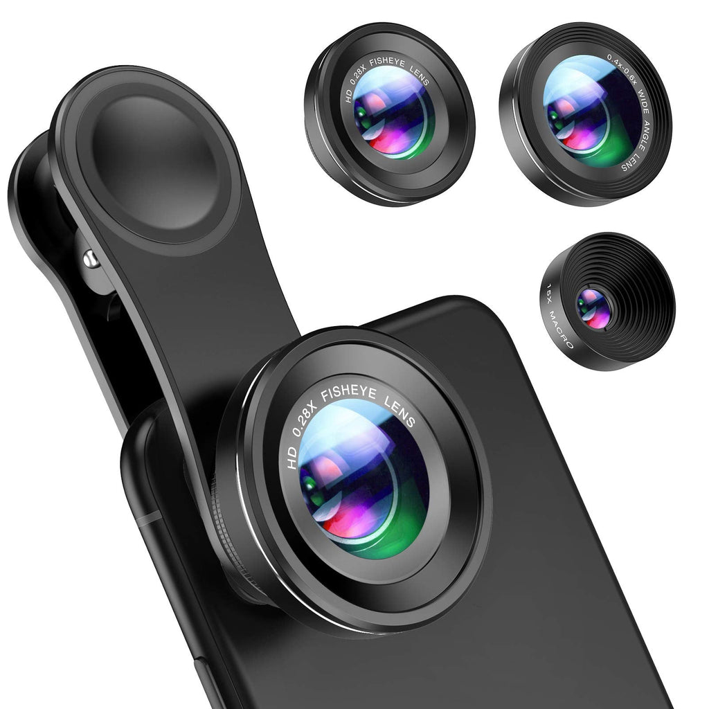 [Australia - AusPower] - Criacr Phone Camera Lens, 0.4X Wide Angle Lens, 180 Fisheye and 10X Macro Lens (Screwed Together), Clip on Cell Phone Lens Compatible with iPhone, Smartphones, Gifts Ideal 