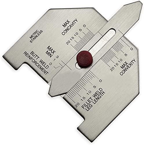 RIVERWELD Precision Metric Automatic Weld Sizer Gauge | For butt weld welds, reinforcement is tested; fillet thickness determines leg size. Metric markings