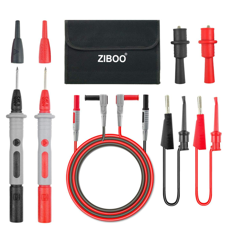 [Australia - AusPower] - ZIBOO KIT-11 Multimeter Test Leads Kit Alligator Clips and Plunger Test Mini Hooks Test Probes 1000V 10A CAT III & CAT IV 600V 