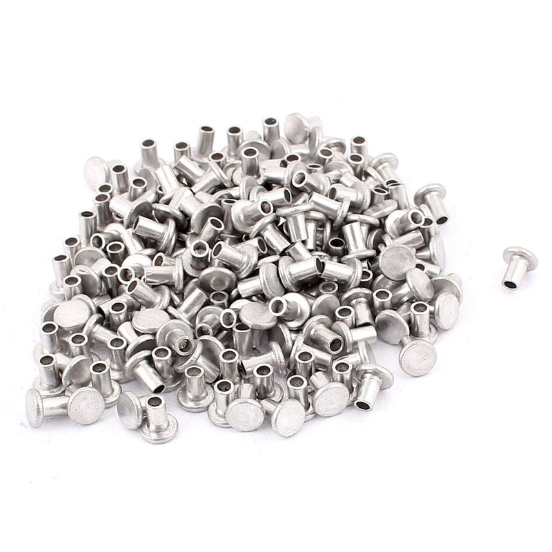 [Australia - AusPower] - 200 Pcs M4 x 6mm Aluminum Flat Head Semi-Tubular Rivets Silver Tone 