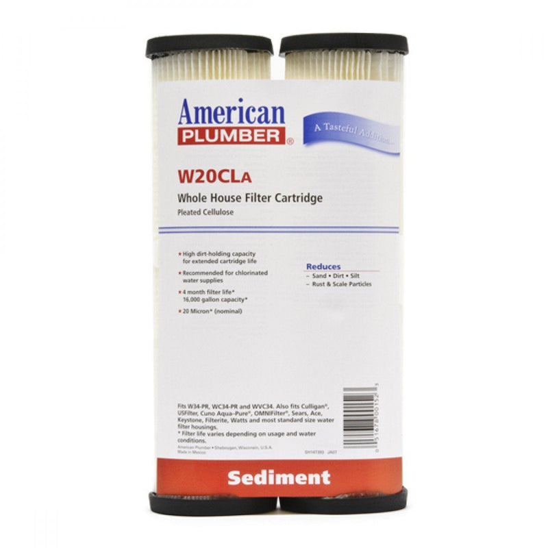 American Plumber W20CLA Whole House Sediment Filter Cartridge 20 Micron Well Pump Irrigation (4) | 20 Micron, Well Pump, Irrigation
