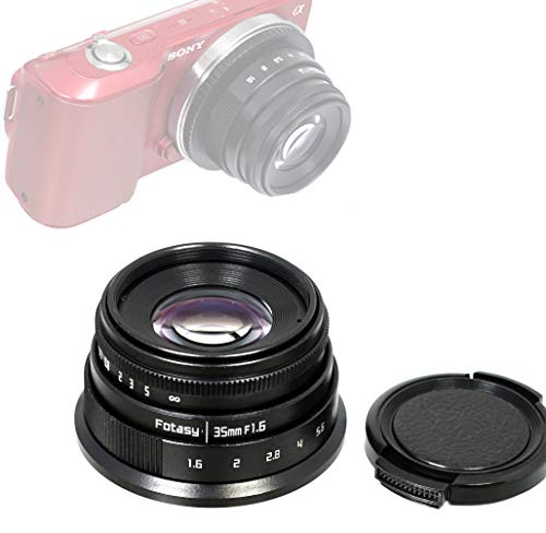 Fotasy 35mm F1.6 Large Aperture Manual Prime Fixed Lens APS-C for Sony E-Mount Camera, 35mm 1.6 Multi Coated Manual Lens fits Sony NEX-5R NEX6 NEX7 a3100 a51000 a6000 a6100 a63000 a6400 a6500 35mm APS-C
