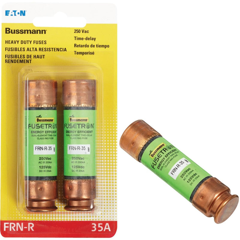 Bussmann BP/FRN-R-35 35 Amp Fusetron Dual Element Time-Delay Current Limiting Class RK5 Fuse, 250V Carded UL Listed, 2-Pack by Bussmann