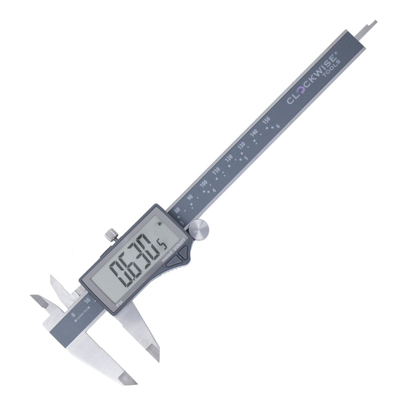 [Australia - AusPower] - IP54 Grade Digital Caliper, DCLR-0605 0-6" /150mm, Inch/Metric/Fractions Conversion, Stainless Steel, Large LCD Screen 