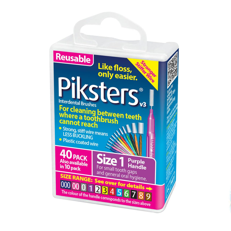 [Australia - AusPower] - Piksters Interdental Brushes (40 Pack, Size 1 (Purple)) 40 Count (Pack of 1) Size 1 (Purple) 