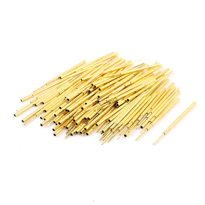 [Australia - AusPower] - uxcell P100-4W Metal Test Probe Receptacle 40mm Length 100pcs Gold Tone 