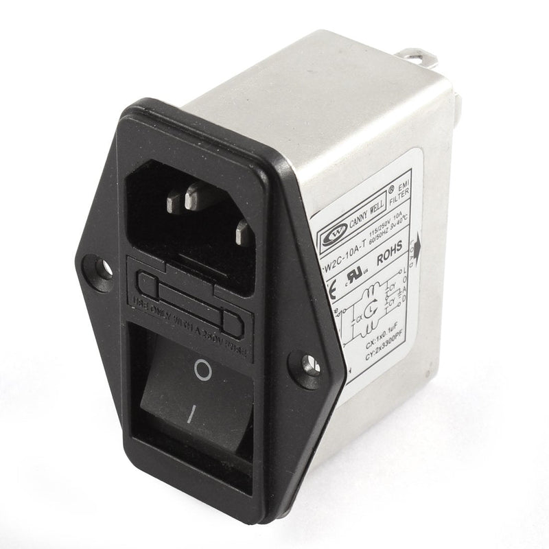 [Australia - AusPower] - uxcell a15060800ux0453 CW2C-10A-T Noise Suppressor Power EMI Filter, AC 115/250V 10 Amp 