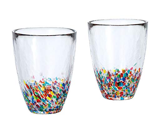 ADERIA FS71550 Tsugaru Vidro Nebuta Tumbler Pair, 10.1 fl oz (300 ml), Made in Japan with Cosmetic Box, Glass, Highball, Cup, Wedding, Celebration, Beer, Stylish, Present, Glass, Sake, Birthday, Tumblers set