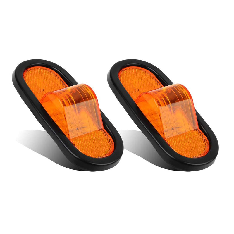 [Australia - AusPower] - Partsam 2Pcs 6.5" Mid Turn Signal Amber Marker Light Rubber Mount 24 LED w/Reflex Lens Universal Waterproof 6 Inch Oval Led Mid-Ship Marker and Turn Signal Semi Truck Trailer Light 