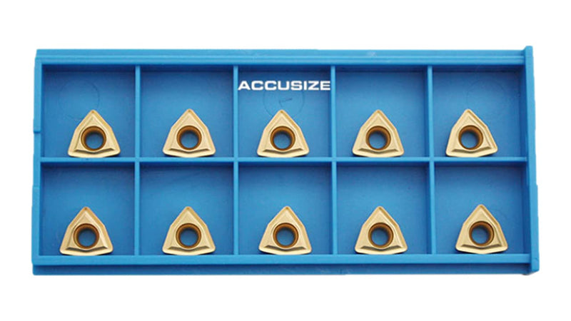 [Australia - AusPower] - Accusize Industrial Tools WCMT2.52 Inserts, TiN Coated, Carbide, Cutting Steel, 10 Pc Set, 2139-1020x10 