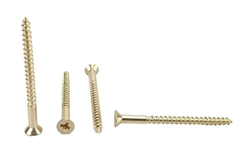 Chenango Supply #4 x 1-1/2" Solid Brass Flat Head Phillips Wood Screws, 100 Pack (#4 x 1-1/2") #4 x 1-1/2"