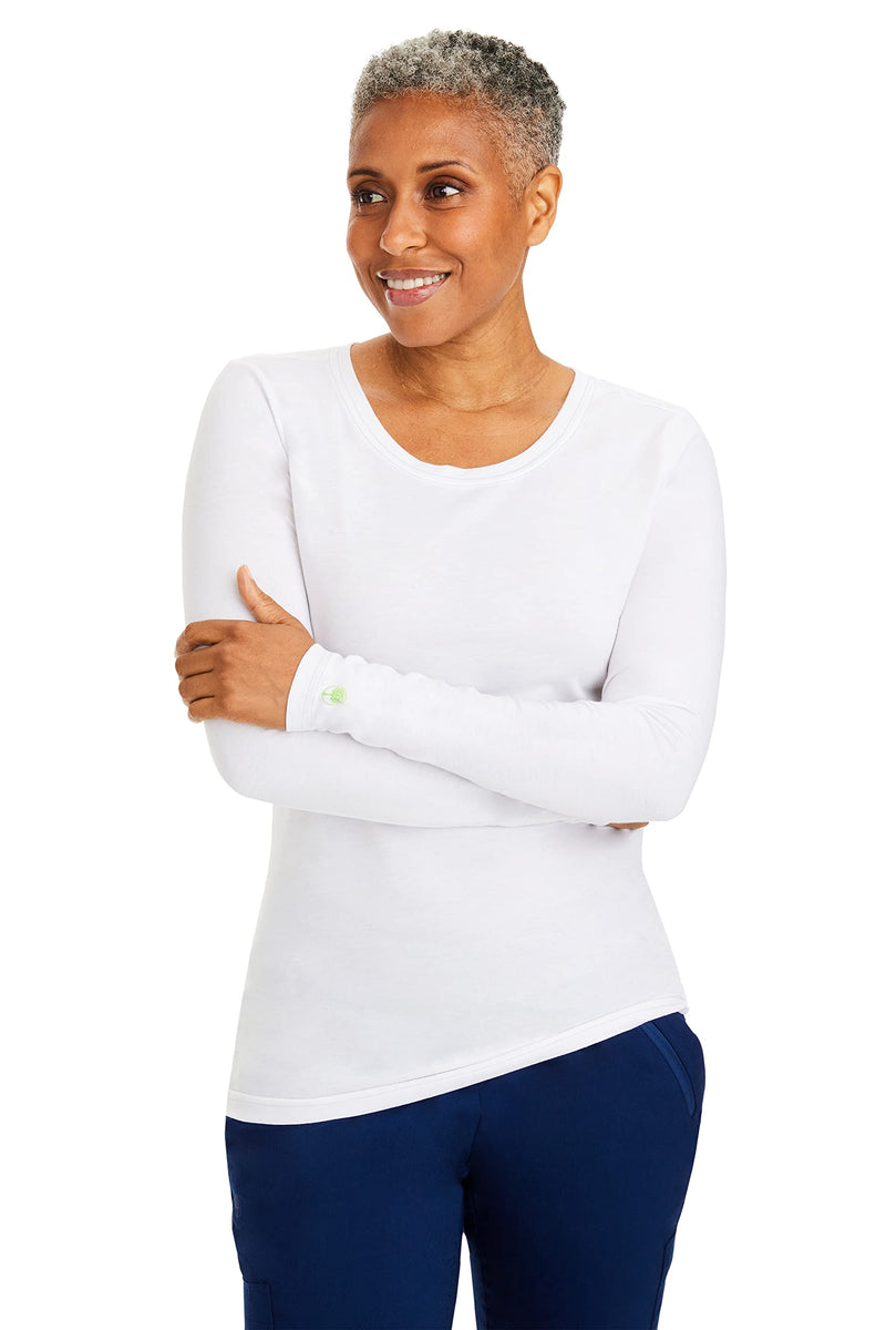 [Australia - AusPower] - Healing Hands Women's Underscrub Soft Knit Melissa Longsleeve Scrub Tee with Breathable & Easy Care Fabric 5047 Large White 