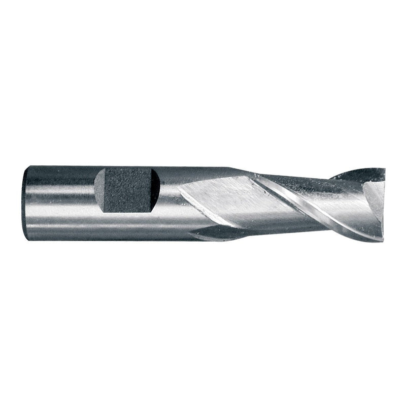 HHIP 5801-1000 2 Flute High Speed Steel Single End Center Cut End Mill, 1" x 1/2" 1" Cutting Dia, 1/2" Shank, 1-1/2" Cutting Length, 3-5/8" OAL HSS