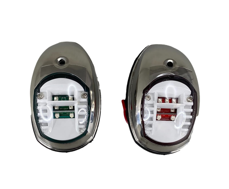 Pactrade Marine Boat Navigation Lights Red and Green LED Side Lights (Vertical Mount) - 2 NM Stainless Steel Housing | Green Starboard Red Port Navigation Lights for Boats LED 2 NM Model - Stainless Steel