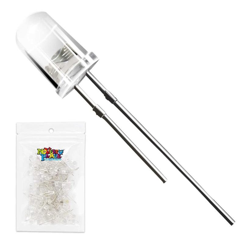 [Australia - AusPower] - Novelty Place 100pcs 5mm White LED Diode Lights - [Super Bright] Clear DC 3V 20mA Light Emitting Diode LED Bulbs - DIY Science Project Electronic Components Lighting Kit (White Light) Clear White 