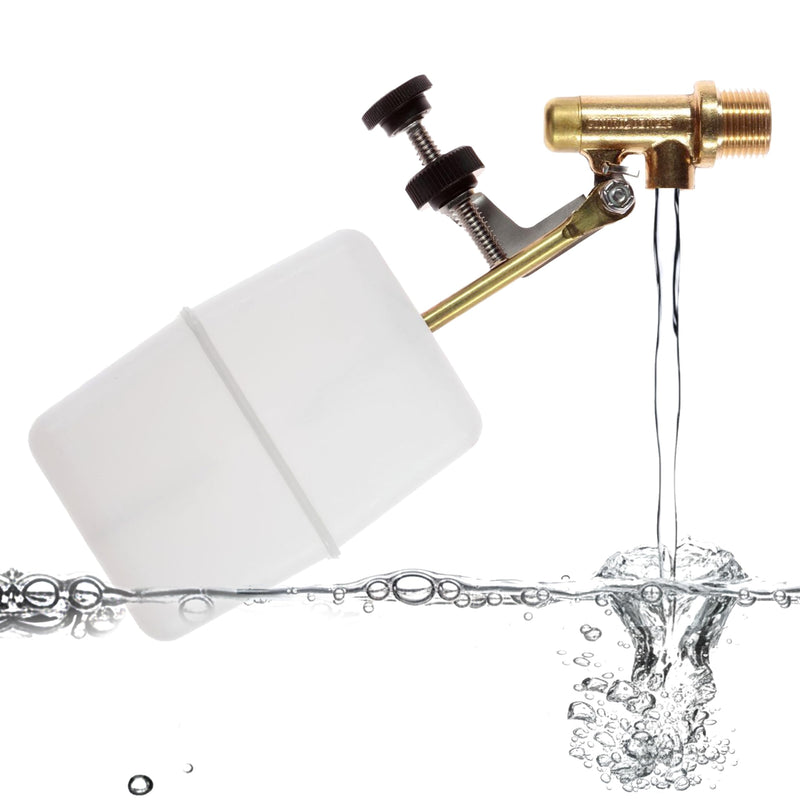 [Australia - AusPower] - Float Tec EZ Adjust Brass Replacement Float Valve 3/8" NPT Male Threads with 3" arm for Autofill, Pools, Spas, Water fountains, Livestock Water Trough, Water Tanks Fits 8" Canister 7 1/4" Long 