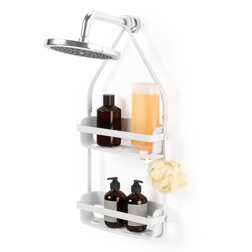 Umbra Flex Shower Caddy, Hanging 2 Shelves Bathroom Organizer, White