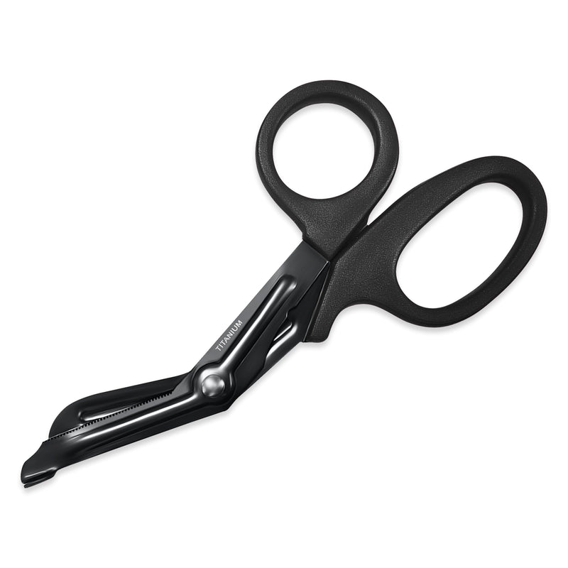 [Australia - AusPower] - Ever Ready First Aid Autoclavable Titanium Bonded Bandage Shears 7 1/4" Bent - Tactical Stealth Black (Tactical Black Single Pack) 1-Pack 