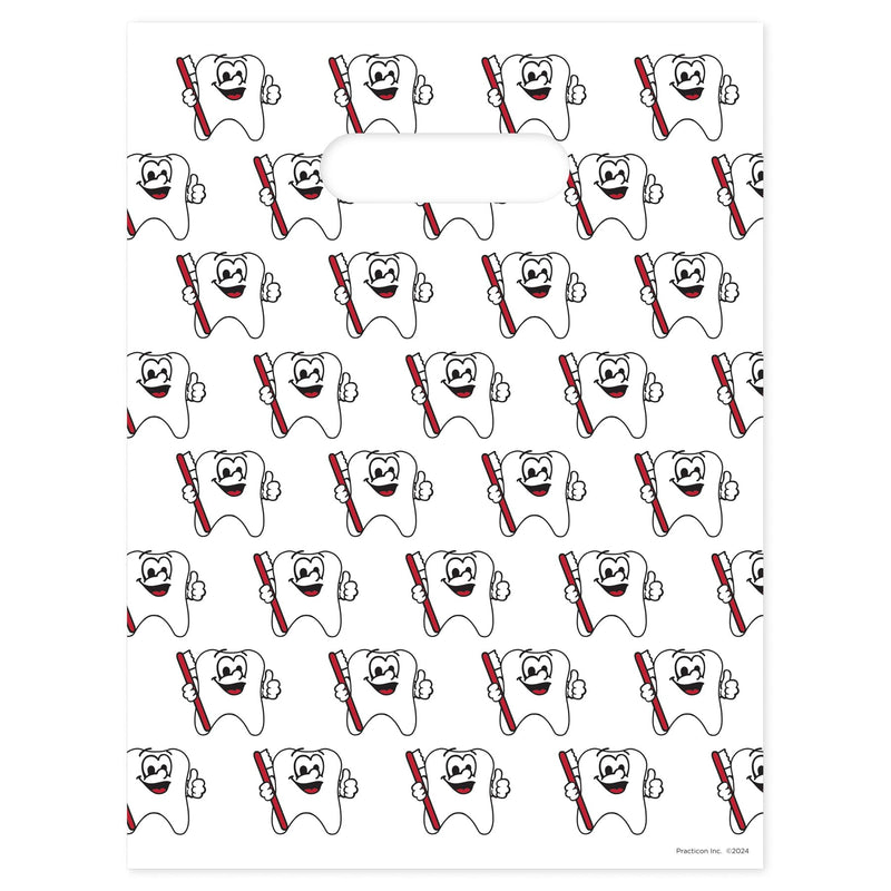 [Australia - AusPower] - Tootie Tooth Scatter Print Dental Giveaway Bags, 9" x 12", 100 Pack 