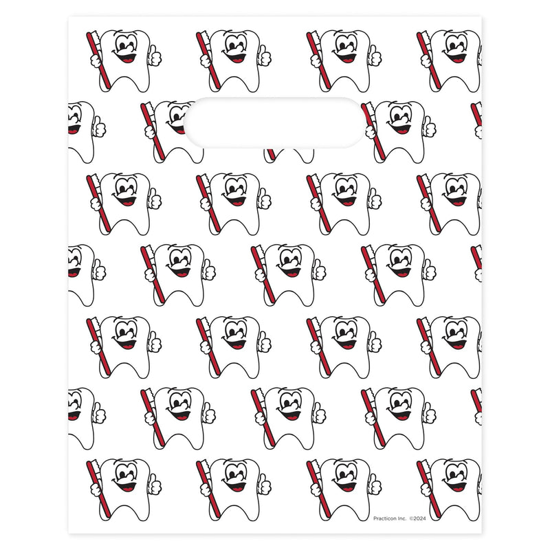 [Australia - AusPower] - Tootie Tooth Scatter Print Dental Giveaway Bags, 8" x 10", 100 Pack 